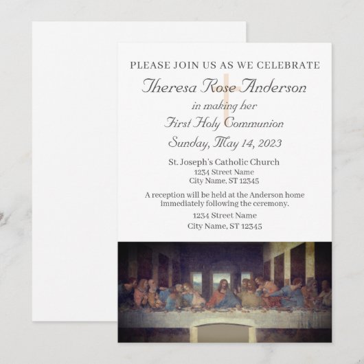 Invitation de la première sainte communion (Devant / Derrière)