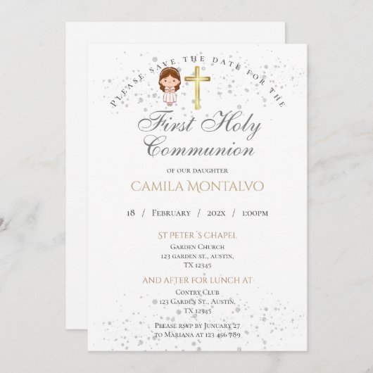 Invitation de la première sainte communion (Devant / Derrière)