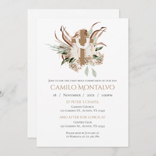 Invitation de la première sainte communion (Devant / Derrière)