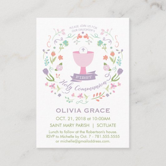 Invitation de la première sainte communion, carte  (Devant)