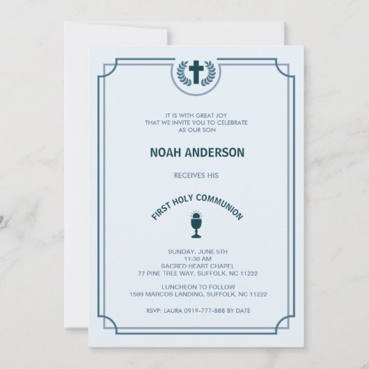 Invitation de la première sainte communion du garç (Devant)
