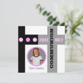 Invitation de la première sainte communion rose (Debout devant)