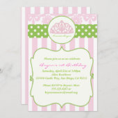 Invitation de la princesse Crown Birthday Party Pi (Devant / Derrière)