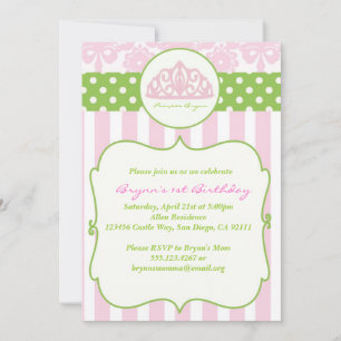 Invitation de la princesse Crown Birthday Party Pi