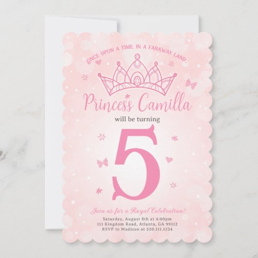 Invitation de la princesse Crown Pink (Devant)