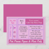 Invitation de la Princesse Pink Pajama et du Movie (Devant / Derrière)