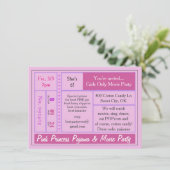 Invitation de la Princesse Pink Pajama et du Movie (Debout devant)