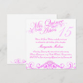 Invitation de la princesse rose Tiara Quinceanera (Devant / Derrière)