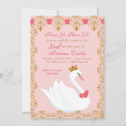 Invitation de la princesse Swan (Devant)