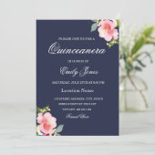 Invitation de la Quinceanera bleue de la marine à  (Debout devant)