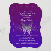 Invitation de la Quinceanera Bleue Violet (Devant / Derrière)