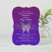 Invitation de la Quinceanera Bleue Violet (Debout devant)