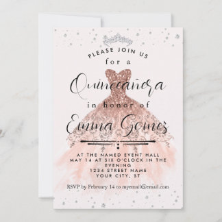 Invitation de la Quinceanera de poussière de diama