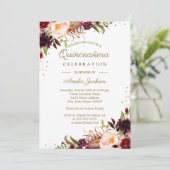 Invitation de la Quinceanera d'or à l'aquarelle fl (Debout devant)