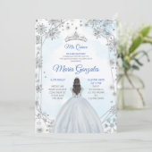 Invitation de la Quinceanera géométrique Silver Bl (Debout devant)