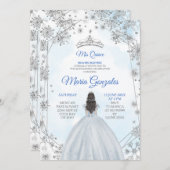 Invitation de la Quinceanera géométrique Silver Bl (Devant / Derrière)