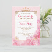 Invitation de la Quinceanera royale rose et or (Debout devant)