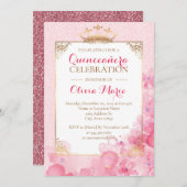 Invitation de la Quinceanera royale rose et or (Devant / Derrière)