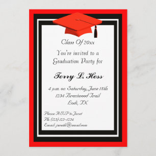 Invitation de la Red and Black Graduation Party