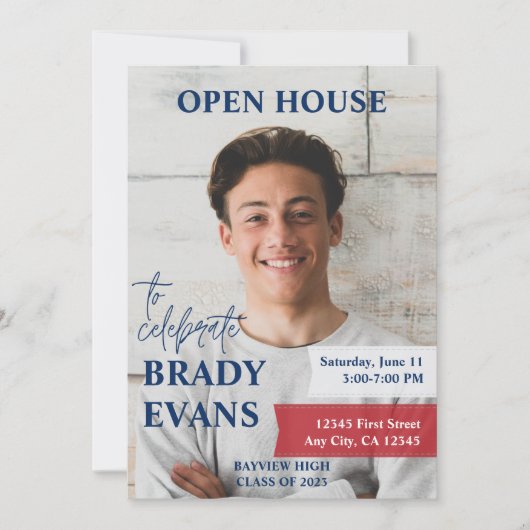 Invitation de la Red and Navy Photo Graduation Par (Devant)