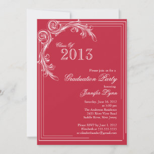 Invitation de la Red Graduation Party Vintage