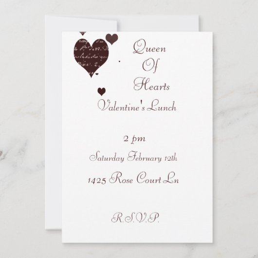 Invitation de la Reine des Coeurs (Dos)