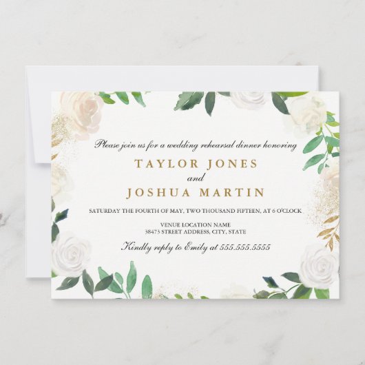 Invitation de la répétition de l'aquarelle en or (Devant)