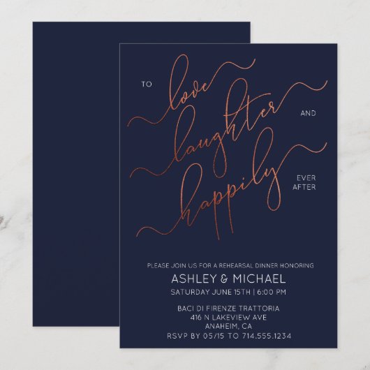 Invitation de la répétition de script en cuivre bl (Devant / Derrière)