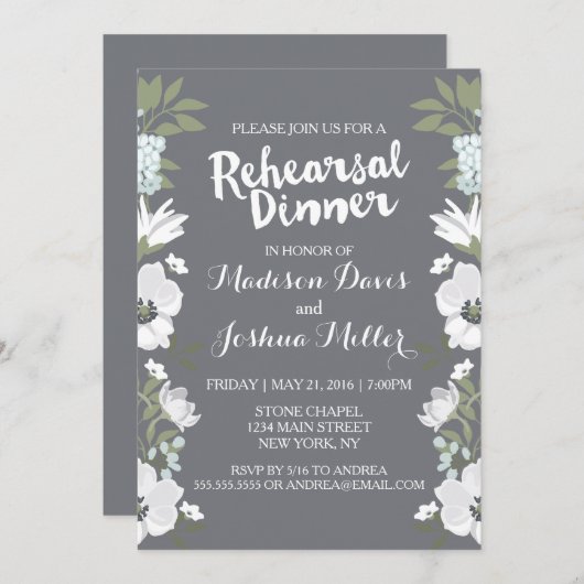 Invitation de la répétition des fleurs blanches mo (Devant / Derrière)