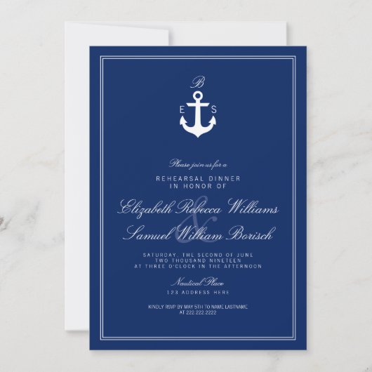 Invitation de la répétition du monogramme nautique (Devant)