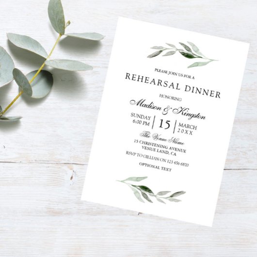 Invitation de la répétition moderne verte feuille 