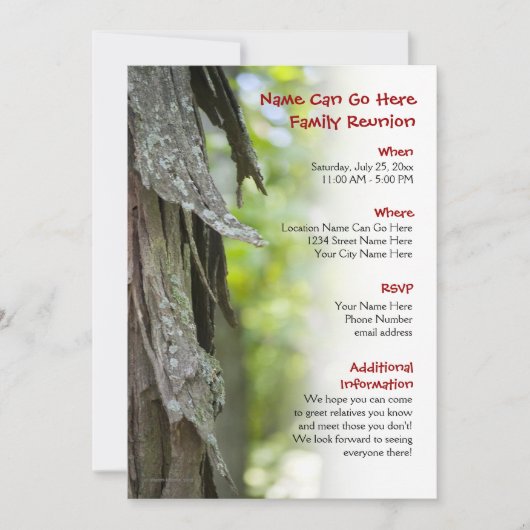 Invitation de la Réunion de famille de forêt (Devant)