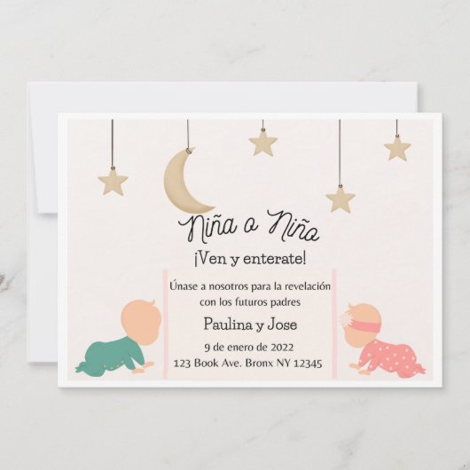 Invitation de la révélation de genre de bébé simpl (Devant)