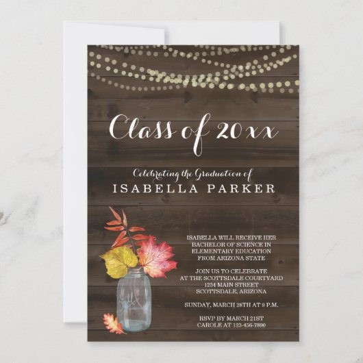 Invitation de la Rustic Fall Woman's Graduation Pa (Devant)