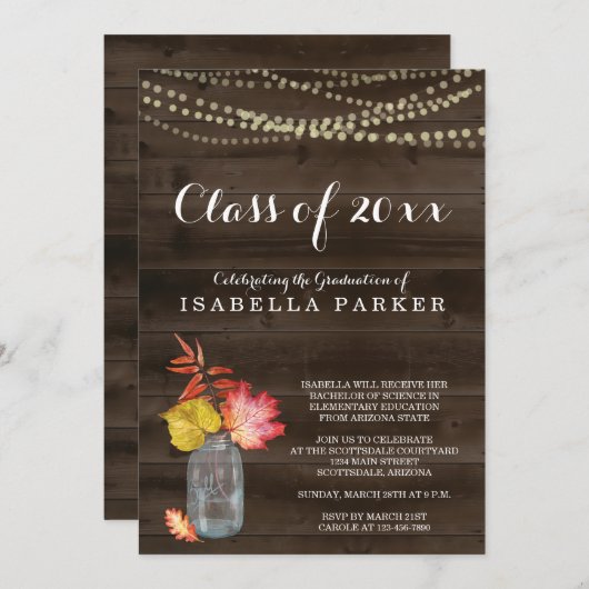 Invitation de la Rustic Fall Woman's Graduation Pa (Devant / Derrière)