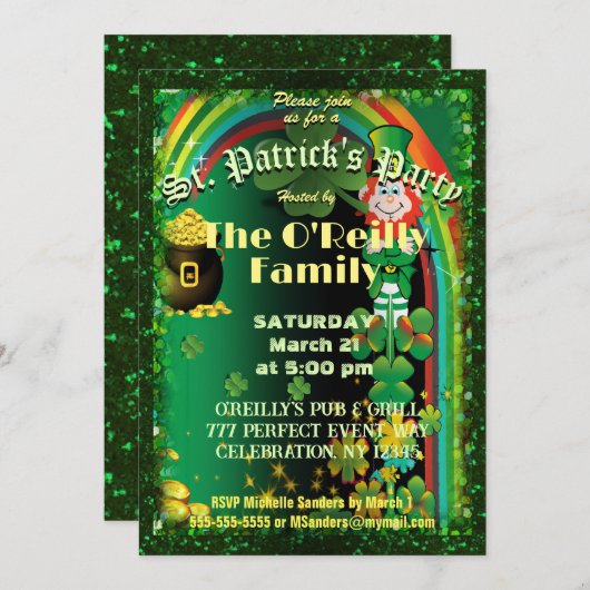 Invitation de la Saint Patrick (Devant / Derrière)