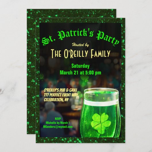 Invitation de la Saint Patrick (Devant / Derrière)