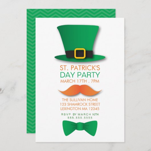 Invitation de la Saint-Patrick de Leprechaun (Devant / Derrière)