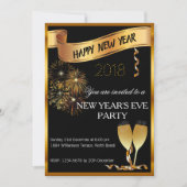 Invitation de la Saint-Sylvestre Noir et Or (Devant)