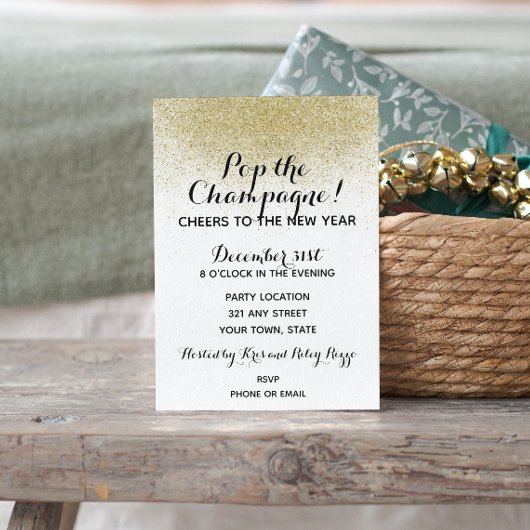 Invitation de la Saint Sylvestre Noire et Or