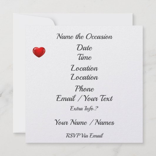 Invitation de la Saint-Valentin (Dos)