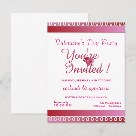 Invitation de la Saint Valentin (Devant / Derrière)