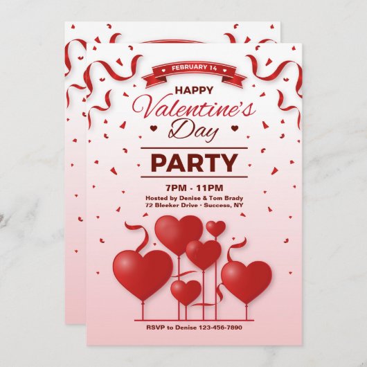 Invitation de la Saint Valentin (Devant / Derrière)