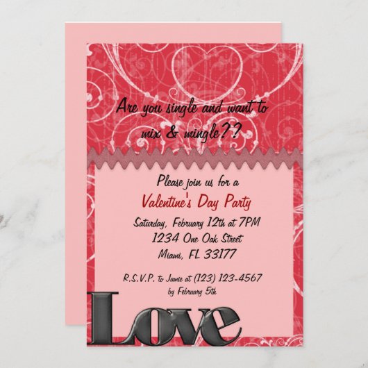 Invitation de la Saint Valentin (Devant / Derrière)