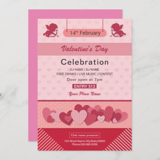 Invitation de la Saint Valentin (Devant / Derrière)