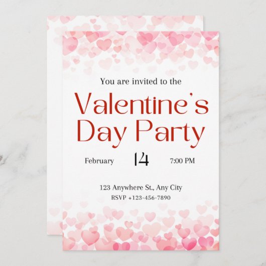 Invitation de la Saint Valentin (Devant / Derrière)