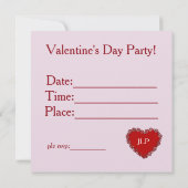 Invitation de la Saint-Valentin au coeur (Dos)