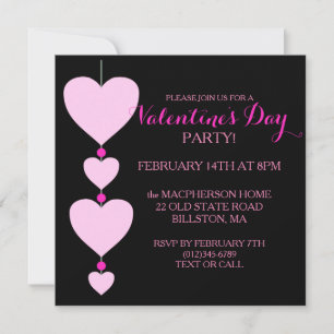 Invitation de la Saint Valentin au coeur rose et n
