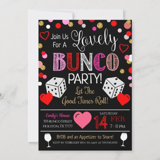 Invitation de la Saint Valentin Bunco Party (Devant)