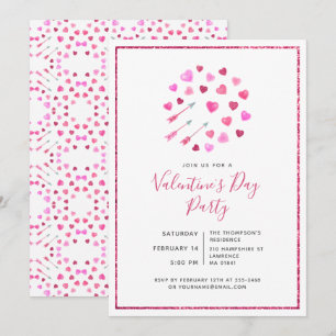 Invitation de la Saint-Valentin coeurs roses et fl